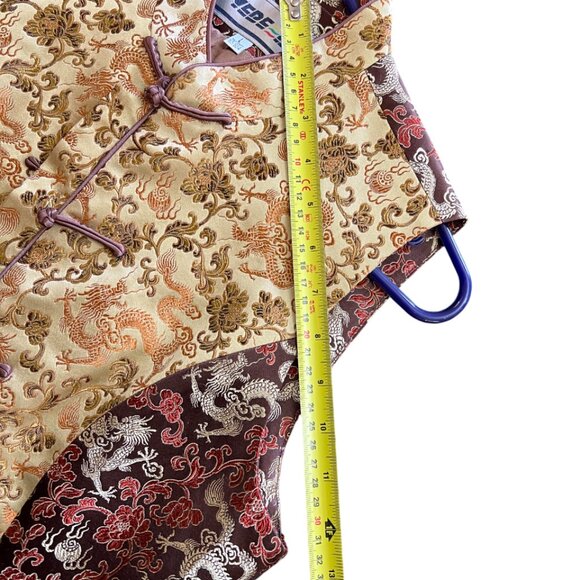 Beautiful (YERE H) Asian Style Dragon Floral Gold and Orange Corset Vest - Picture 16 of 16